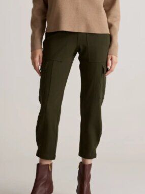 Quince Ultra-Stretch Ponte Tapered Cargo Pants Olive Green Size XL Fall Career